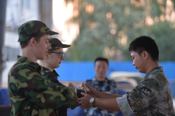 Drilling European students in Chinese military