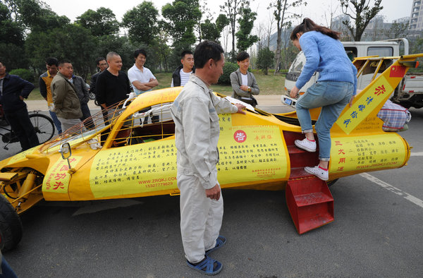 Sports car made from junk dazzles onlookers