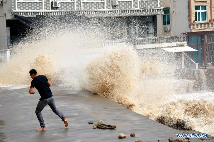 Typhoon Vongfong brings high waves to China's coastal provinces