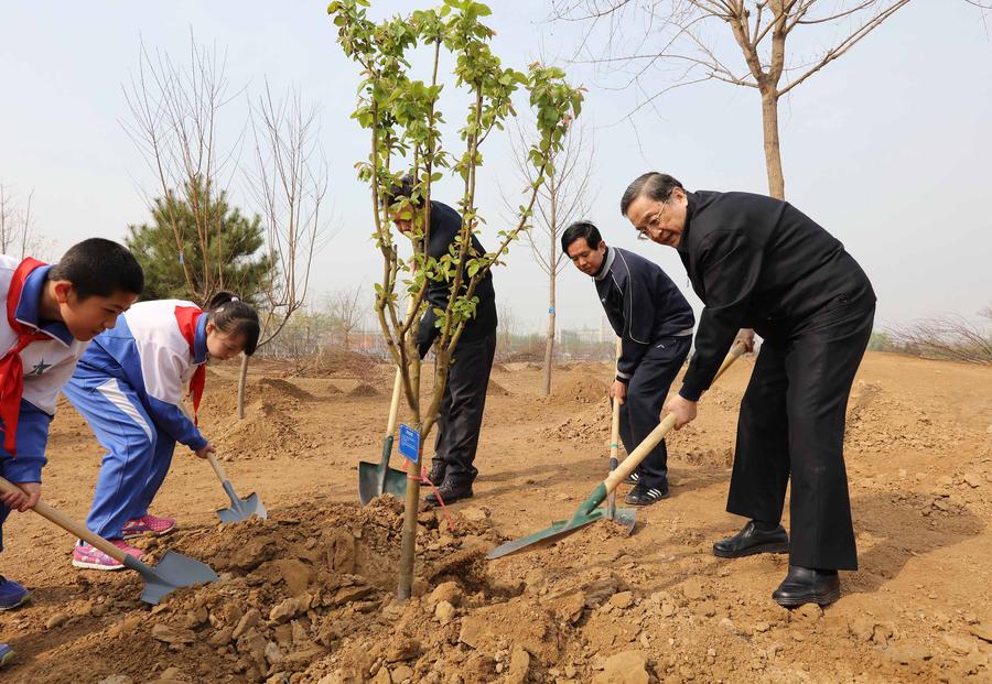 Top Chinese leaders attend voluntary tree-planting in Beijing