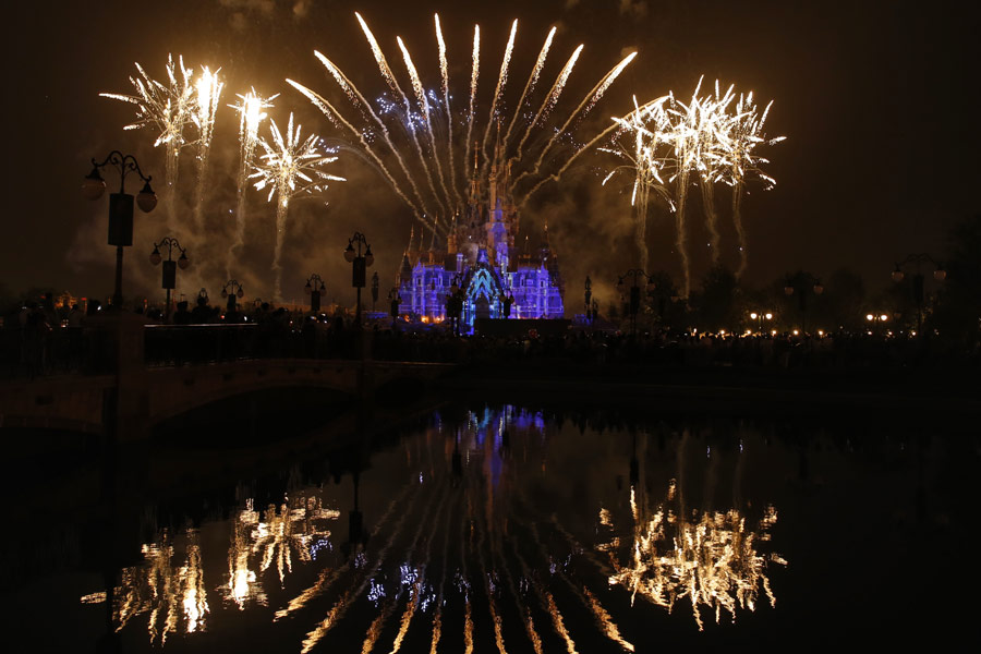 Fireworks light up Shanghai Disneyland