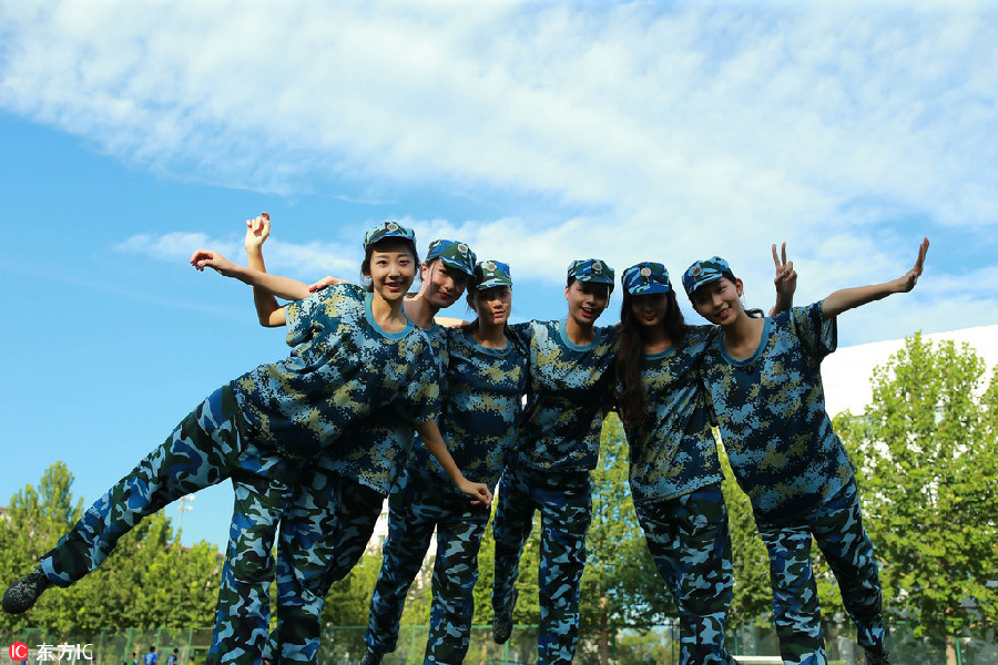 Freshmen show dance skills during military training