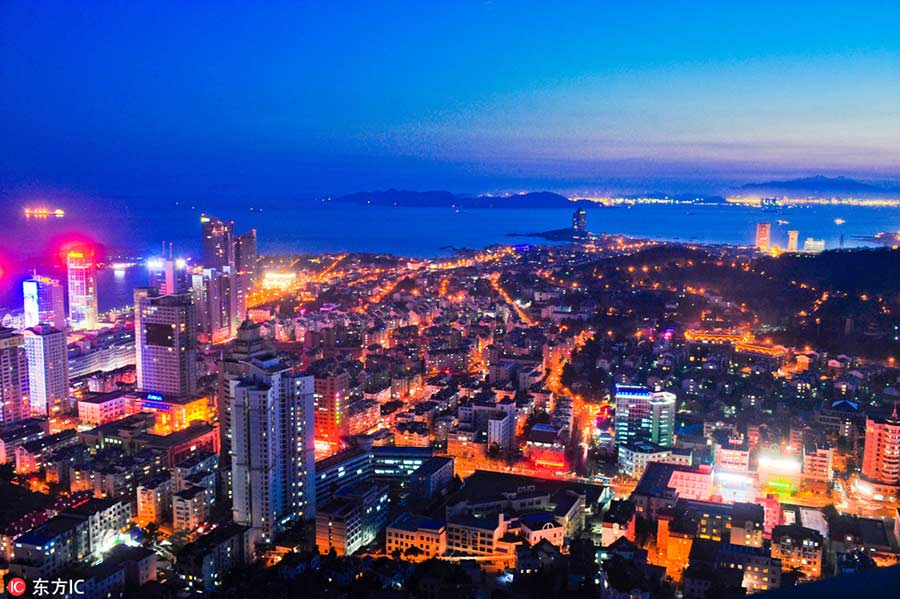 An aerial view of China's night life