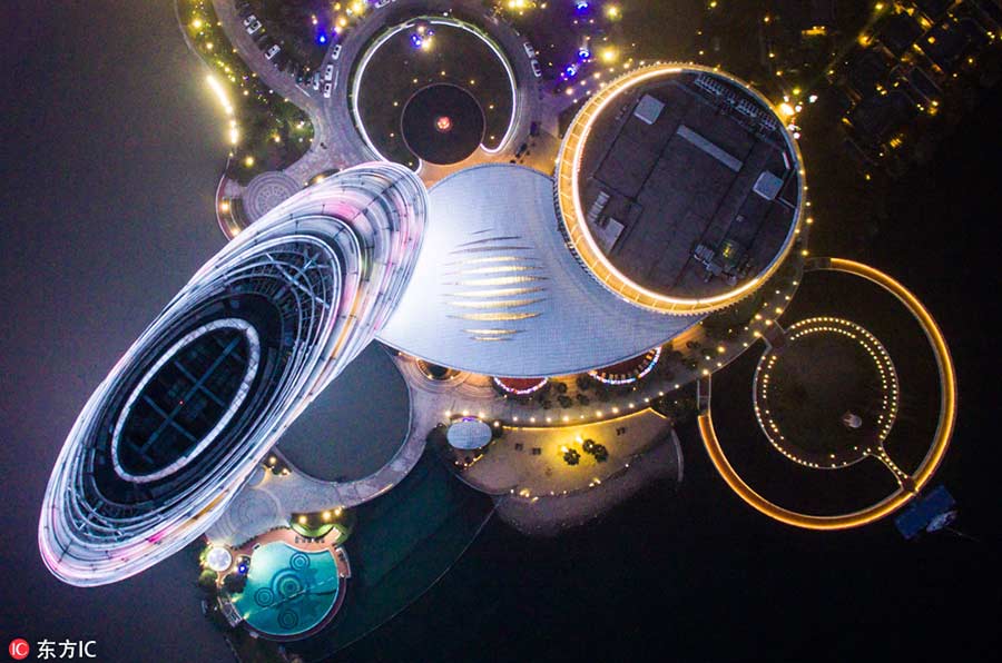 An aerial view of China's night life