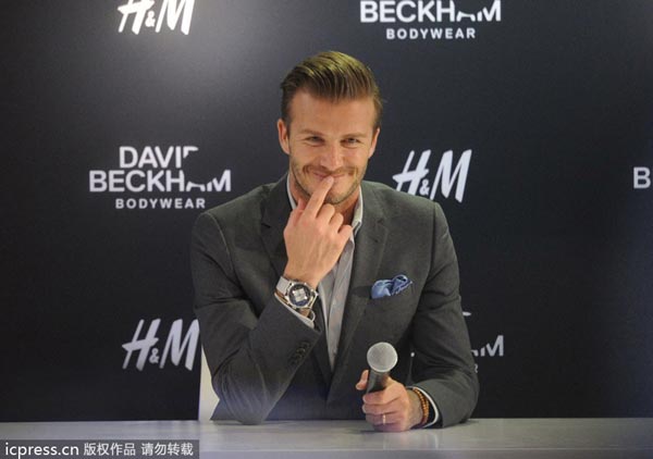 Beckham promotes clothing line in Beijing
