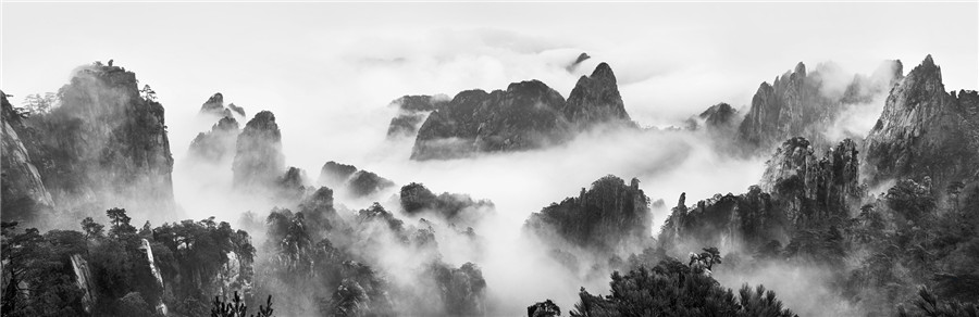 Amazing landscapes of China in white and black