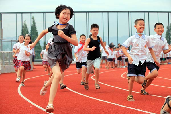 Running track built on school roof