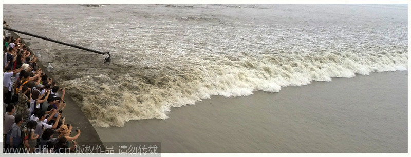 Tide watchers flock to Qiantang River for Mid-Autumn Festival