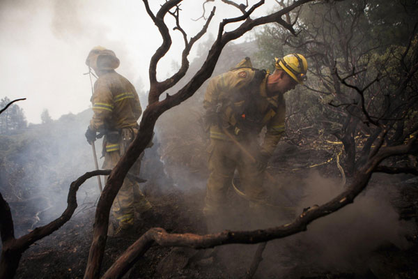 Fast-moving fire rages through California park