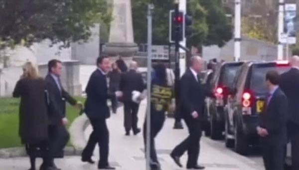 Cameron is confronted in London