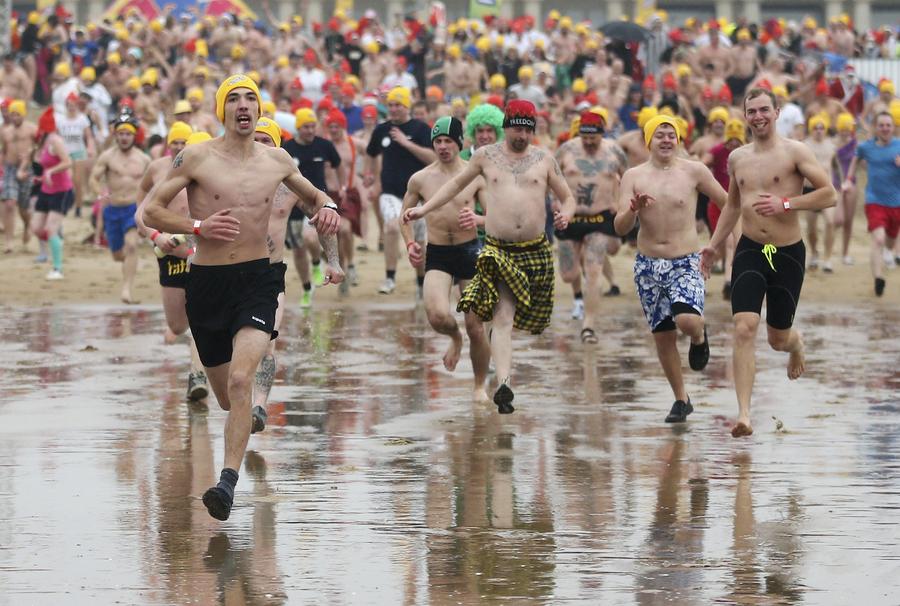 Annual New Year's swim event held in Belgium