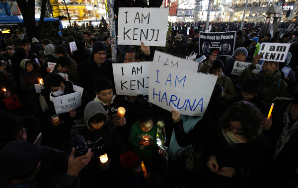 Vigil for Japanese hostages killed by IS held in Tokyo