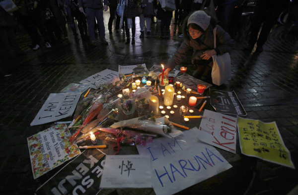 Vigil for Japanese hostages killed by IS held in Tokyo