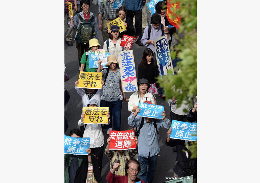 Massive protests against Abe mark Japan's Constitution Memorial Day