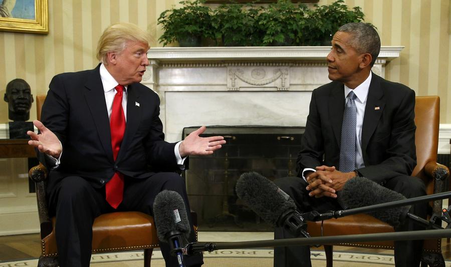 Obama, Trump meet at White House to begin transition of power