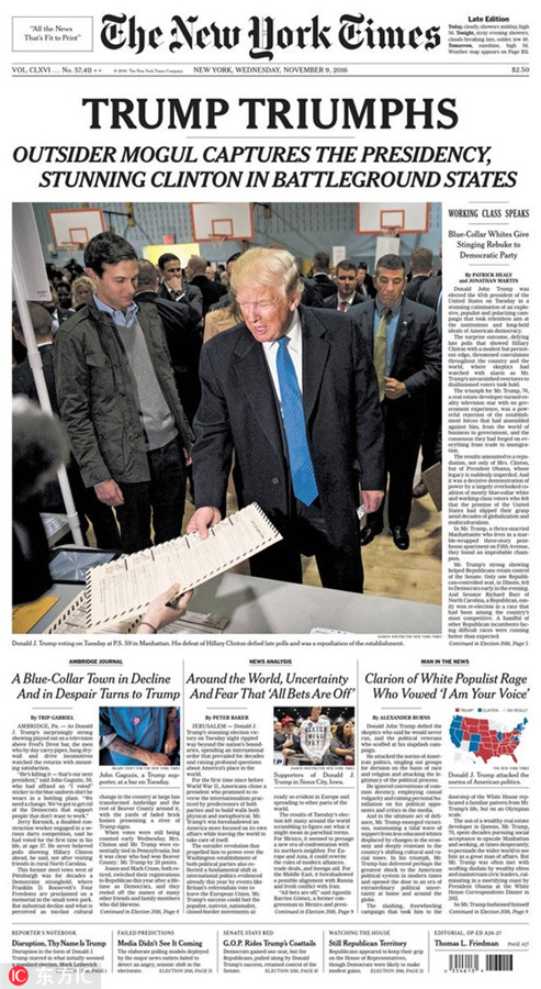 Trump's victory on global front pages